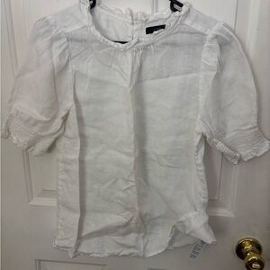 J. Crew White Blouse with Puff Sleeves